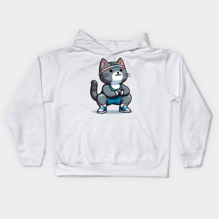 Grey Cat Squats: Flex & Stretch Kids Hoodie